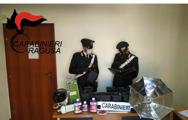 Serre indoor di marijuana in casa, arrestato 22enne di Vittoria