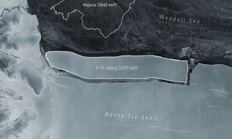 L’iceberg più grande al mondo si stacca nel mare di Weddell in Antartide