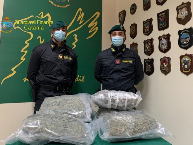 Catania, traffico e detenzione di droga: beccato in pieno centro con 8 chili di marijuana