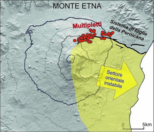 Etna, il fianco orientale “scivola” verso est. Scoperto il ruolo della faglia della Pernicana