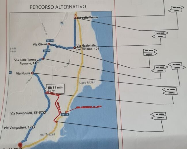 Messa in sicurezza del torrente Barriera, chiusa la SS 114 nel tratto Acireale-Aci Castello
