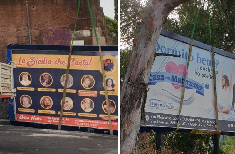 Catania, prosegue la “bonifica” delle strade dai cartelloni non in regola: FOTO e VIDEO