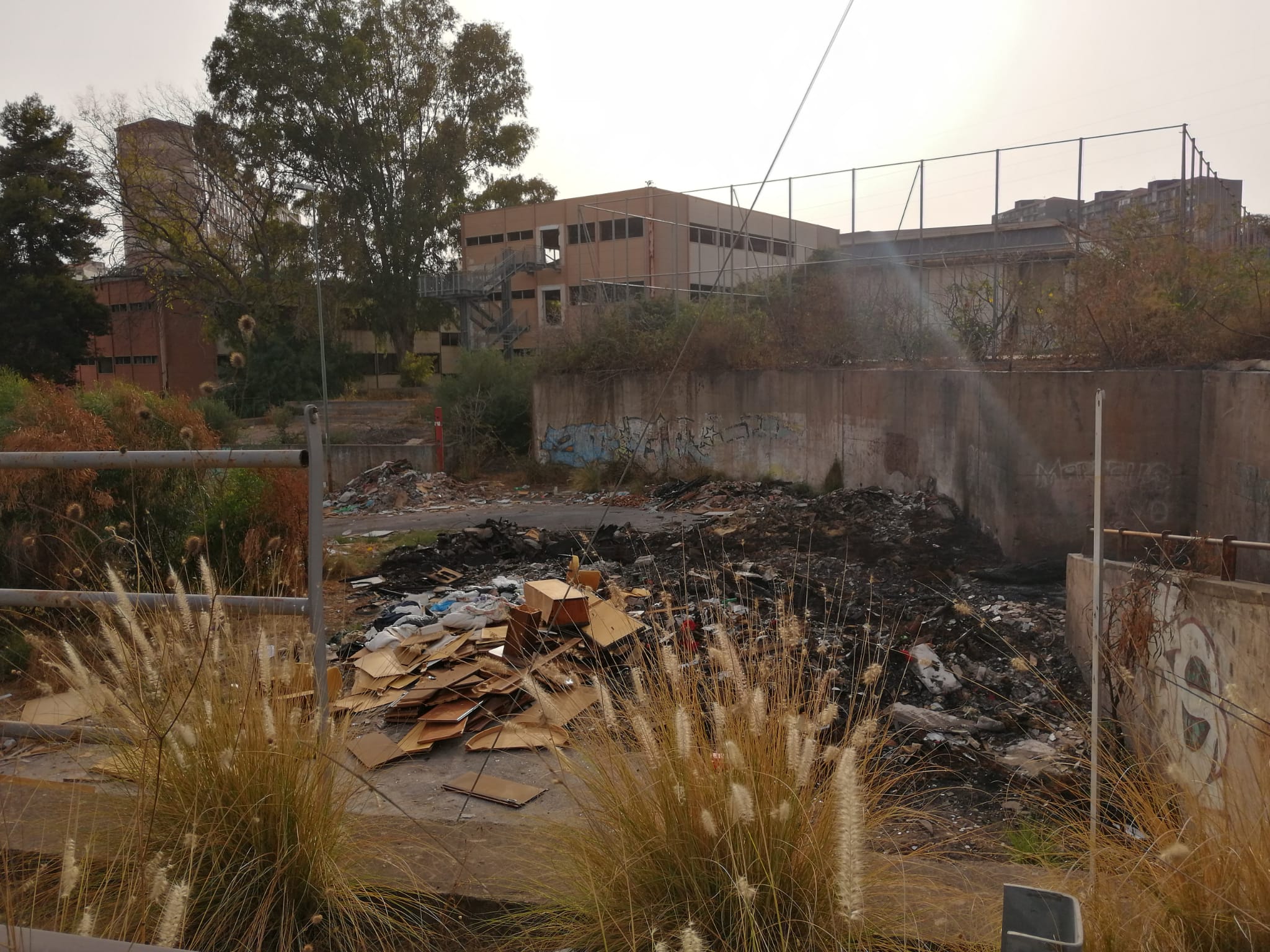 Catania, fiamme in viale Grimaldi: a fuoco rifiuti ammassati vicino l’ex scuola “Brancati”