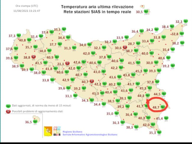 Sfiorati i 49 gradi a Siracusa: la Sicilia batte il record europeo di Atene, intanto l’anticiclone si sposta verso Nord