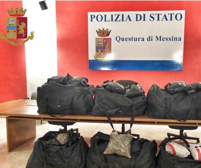 Maxi sequestro a Messina, arrestati due trafficanti di droga con un 106 chili di marijuana