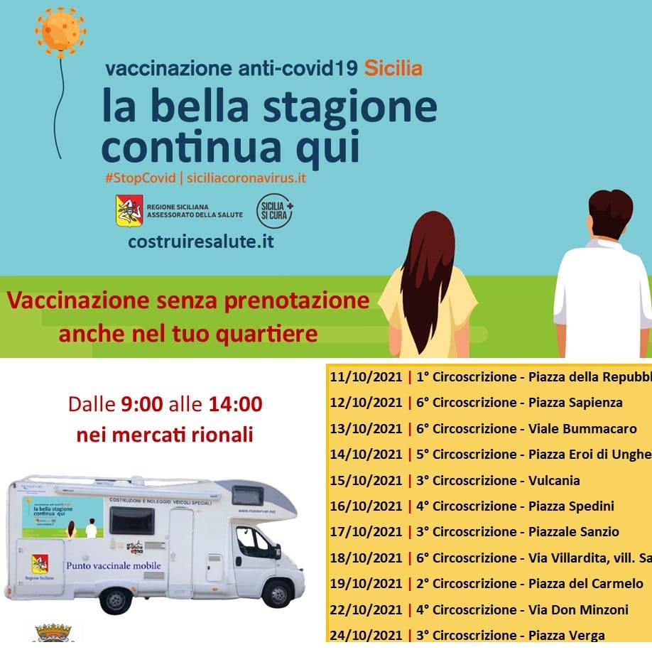 Covid Catania, nuovi hub vaccinali per ogni circoscrizione per il mese di ottobre: quando e dove