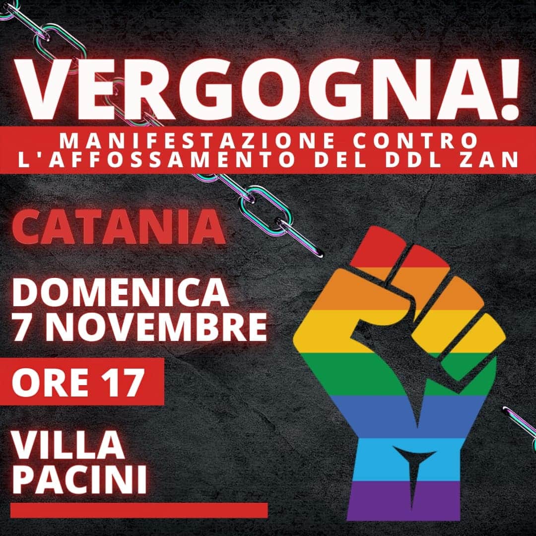 Affossamento DDL ZAN, anche Catania protesta: domani manifestazione Lgbt+ a Villa Pacini