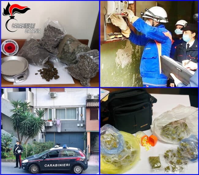 Catania “setacciata” dai carabinieri: due arrestati per droga e otto denunciati per allacci abusivi