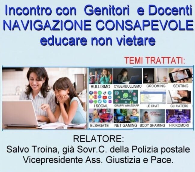 All’IC “G. Fava” di Mascalucia il seminario “Navigazione consapevole – educare non vietare”, vertente sui rischi di Internet