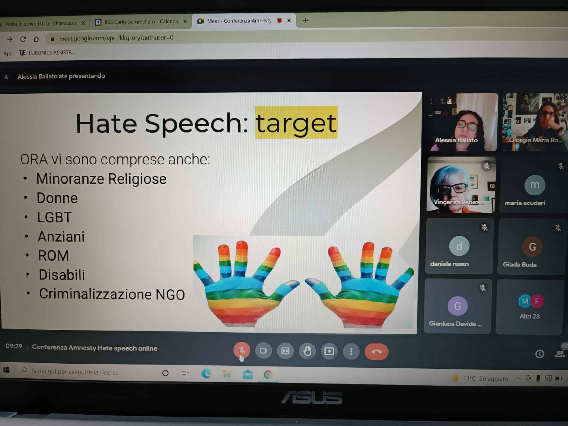 Stop all’Hate Speech online: Amnesty International presenta la nuova Campagna agli studenti del “Gemmellaro” di Catania