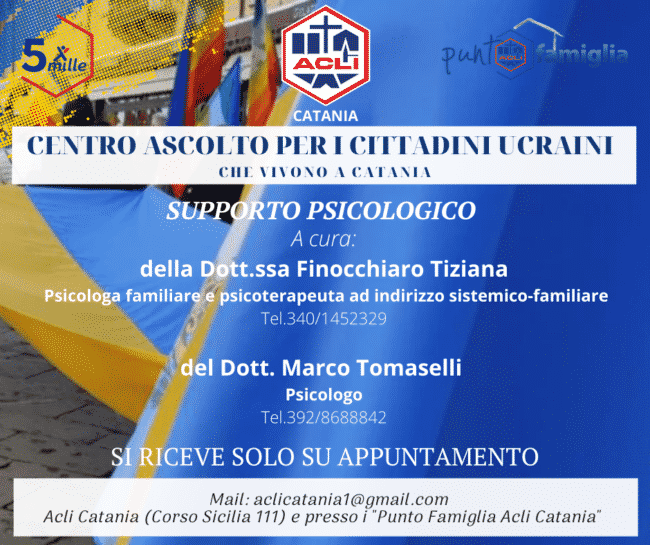 Catania, la Acli apre un centro di ascolto per cittadini ucraini che vivono nel territorio etneo