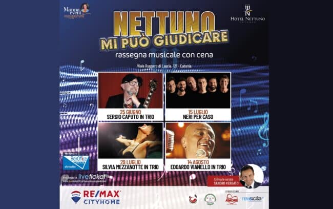 Prende il via “Nettuno mi può giudicare”, rassegna musicale con cena all’Hotel Nettuno di Catania