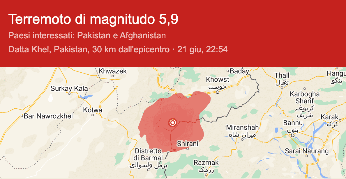 Terremoto in Afghanistan, si aggrava il bilancio: almeno 280 morti e oltre 250 feriti
