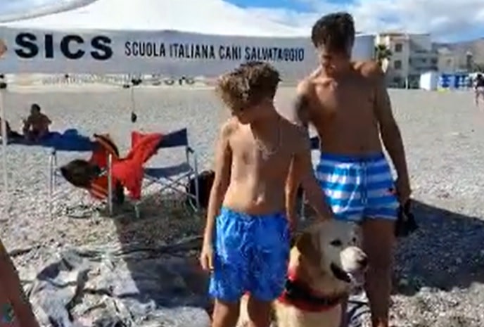 Si allontanano per recuperare un pallone, ma non riescono a tornare a riva: i cani-bagnino salvano due ragazzi di Catania – VIDEO