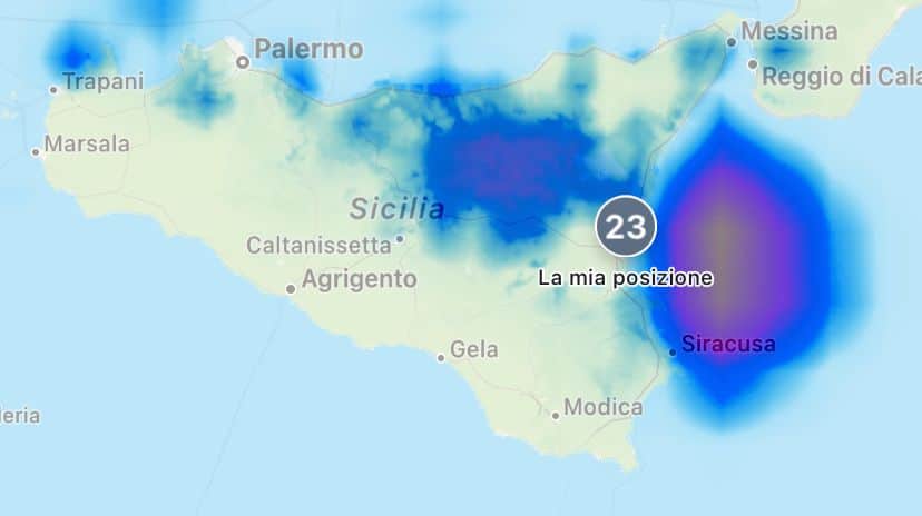 Bomba d’acqua a Catania: pioggia e grandine cadute in pochi minuti nel primo pomeriggio