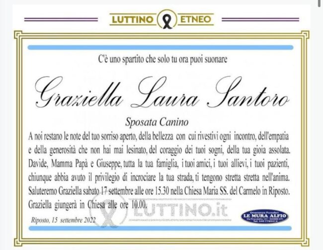Funerale Graziella Laura Santoro