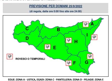 Sicilia, le previsioni meteo per domani domenica 25 settembre