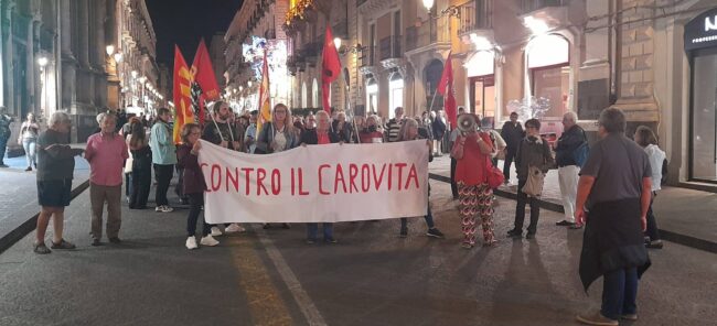 Caro bollette, ieri presidio e corteo a Catania