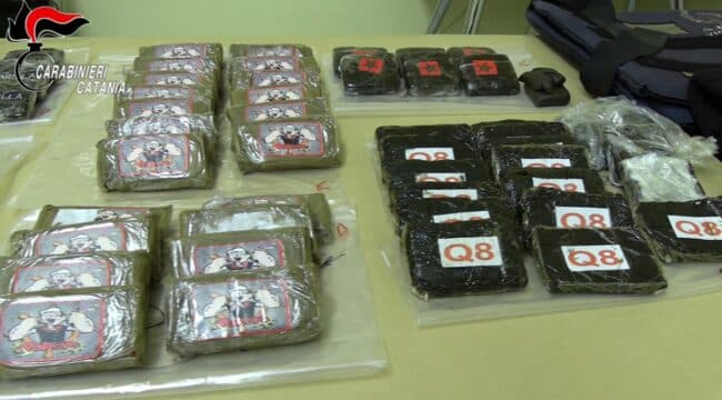 Arsenale e 6 chili di hashish sequestrati a Catania: arrestato un 35enne