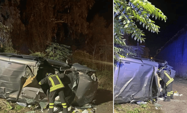 Incidente a Enna, furgone cappotta e vola nella strada sottostante