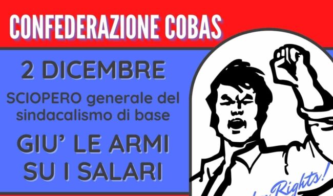 I Cobas dell’Amat aderiscono allo sciopero generale di venerdì 2 dicembre