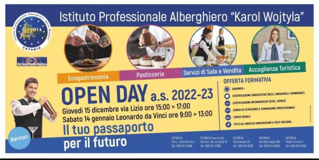 Istituto Alberghiero “K. Wojtyla” di Catania, l’Open Day: per una formazione consapevole