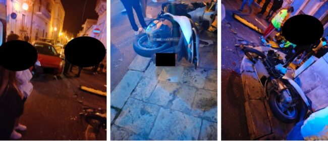 Incidente in piazzetta Padre Pio, tre feriti in uno scontro tra due mezzi