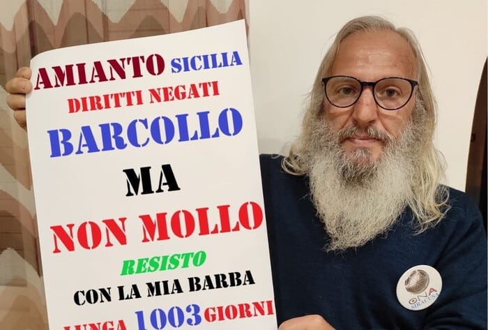 Amianto, ex operaio non taglia la barba da 1003 giorni per protesta