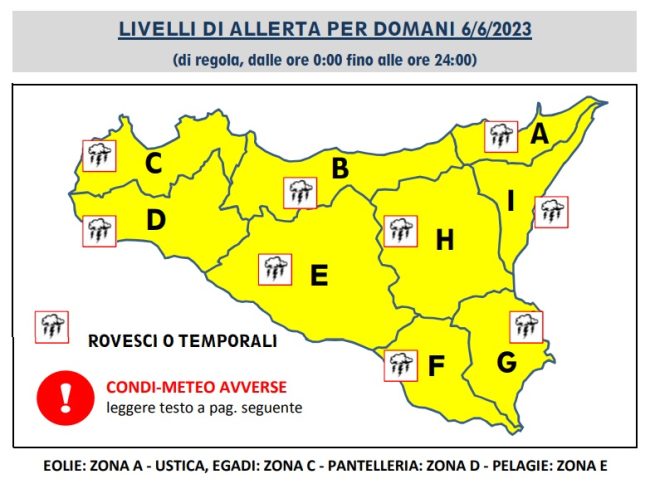 Allerta meteo Sicilia le previsioni per domani