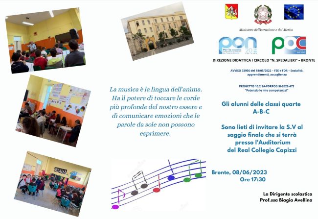 Attività corali e strumentali allo “Spedalieri” di Bronte: avviso 33956 del 18/05/2022 socialità, apprendimenti e accoglienza