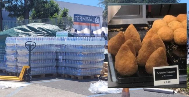 Aeroporto Catania, un arancino 6,20 euro. Bottigliette d’acqua al sole