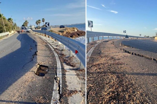 Crolla lungomare di Marsala, chiuso al traffico tratto della SP 84
