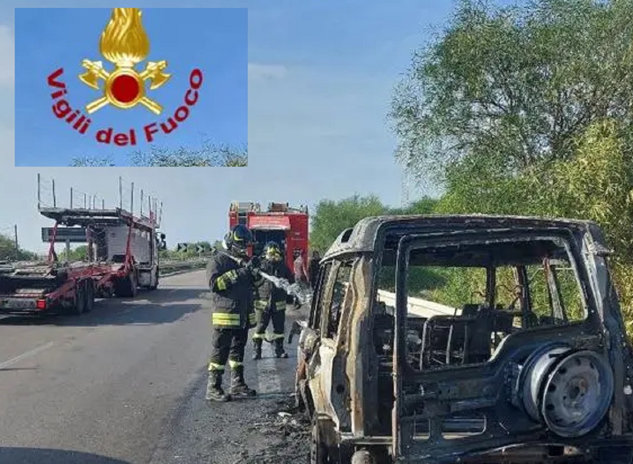 Auto in fiamme sulla Palermo-Mazara del Vallo