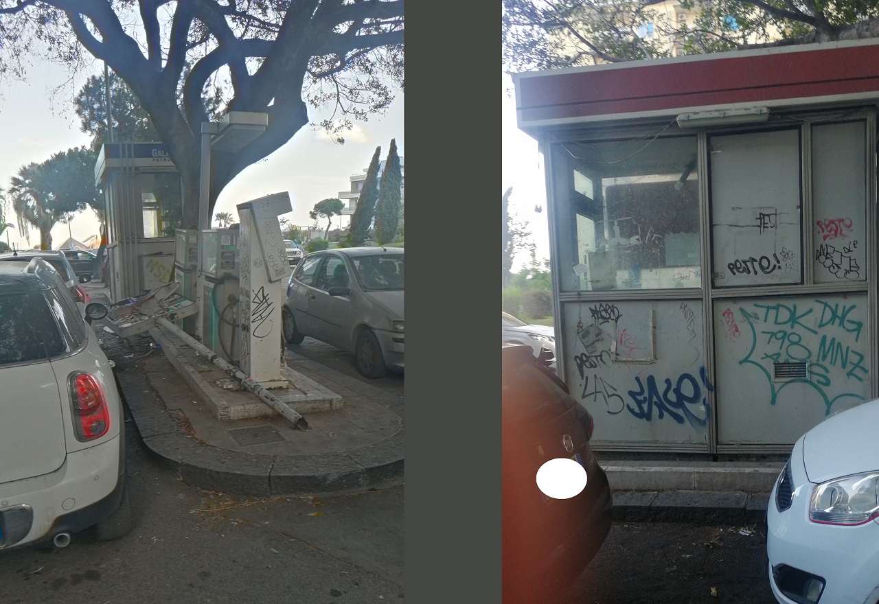 Stazione di servizio abbandonata in piazza Galatea, Cardello: “Struttura va rimossa o recuperata”