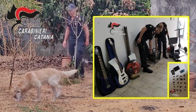 Droga e chitarre rubate, arrestato pusher e ricettatore nel Catanese