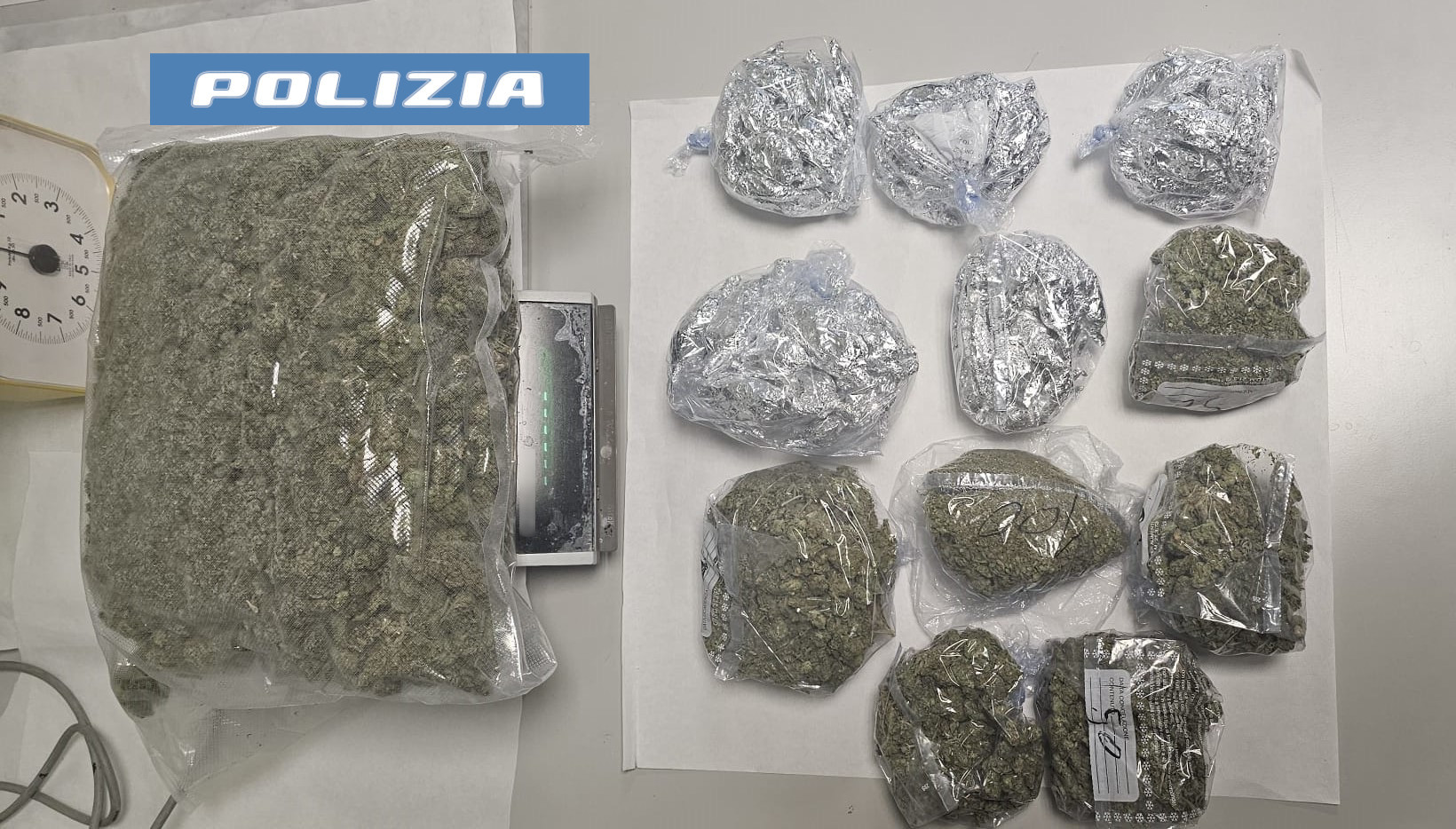 Arrestato un 30enne catanese, trovato con oltre un chilo e mezzo di marijuana