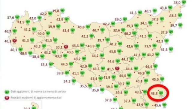 Caldo record in Sicilia, registrati 48,8°C a Siracusa: superato il precedente primato