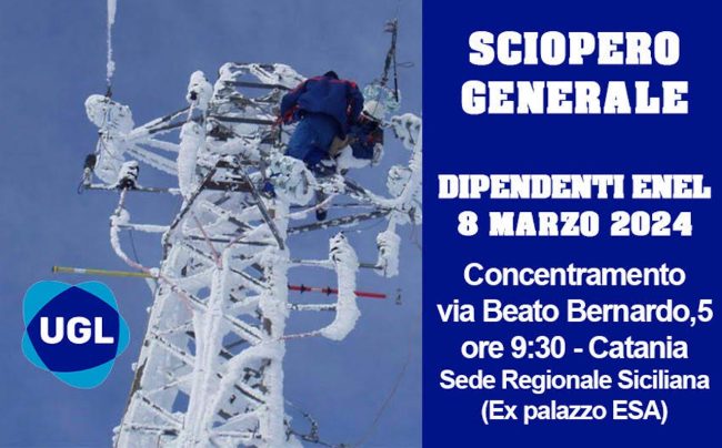 Sciopero domani a Catania dei lavoratori delle società del Gruppo Enel