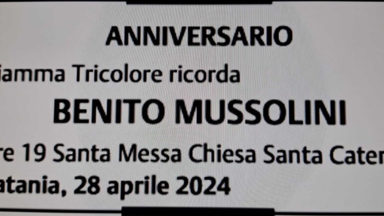 Catania, prevista messa in ricordo di Mussolini: l’arcivescovo annulla la celebrazione e chiude la chiesa