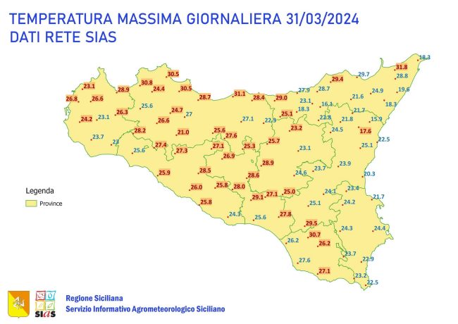 Week-end di Pasqua, raggiunti i 35 °C in una città messinese