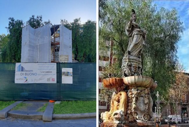 Catania, il monumento alla divinità Cerere di piazza Borgo sottoposto a lavori di restauro