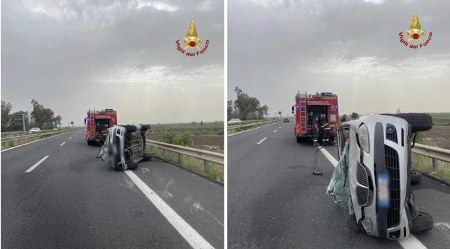 Auto si ribalta sulla Palermo-Catania, ferita una donna