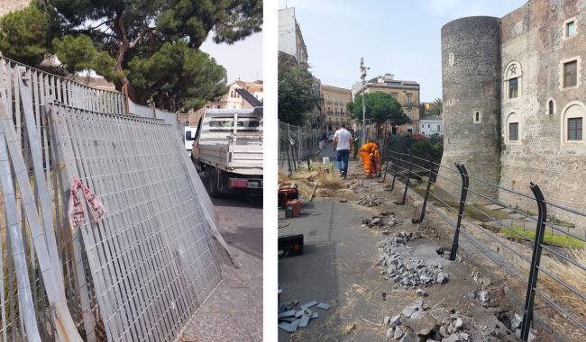 Castello Ursino, lavori in corso per la nuova ringhiera lunga 180 metri