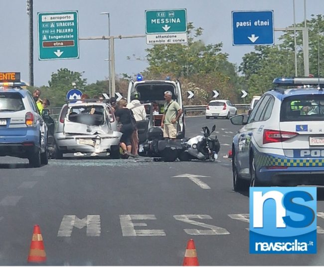 Catania, incidente allo svincolo per i Paesi Etnei: a scontrarsi una moto con un’auto