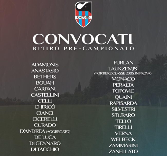 Comincia la stagione del Catania, 30 rossazzurri convocati da mister Toscano
