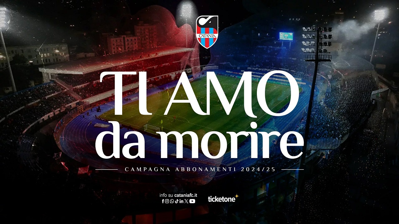 “Ti amo da morire”: da domani il via alla nuova campagna abbonamenti del Catania FC
