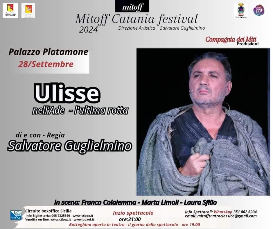 Salvatore Guglielmino è “Ulisse nell’Ade” per il “Mitoff Catania Festival”