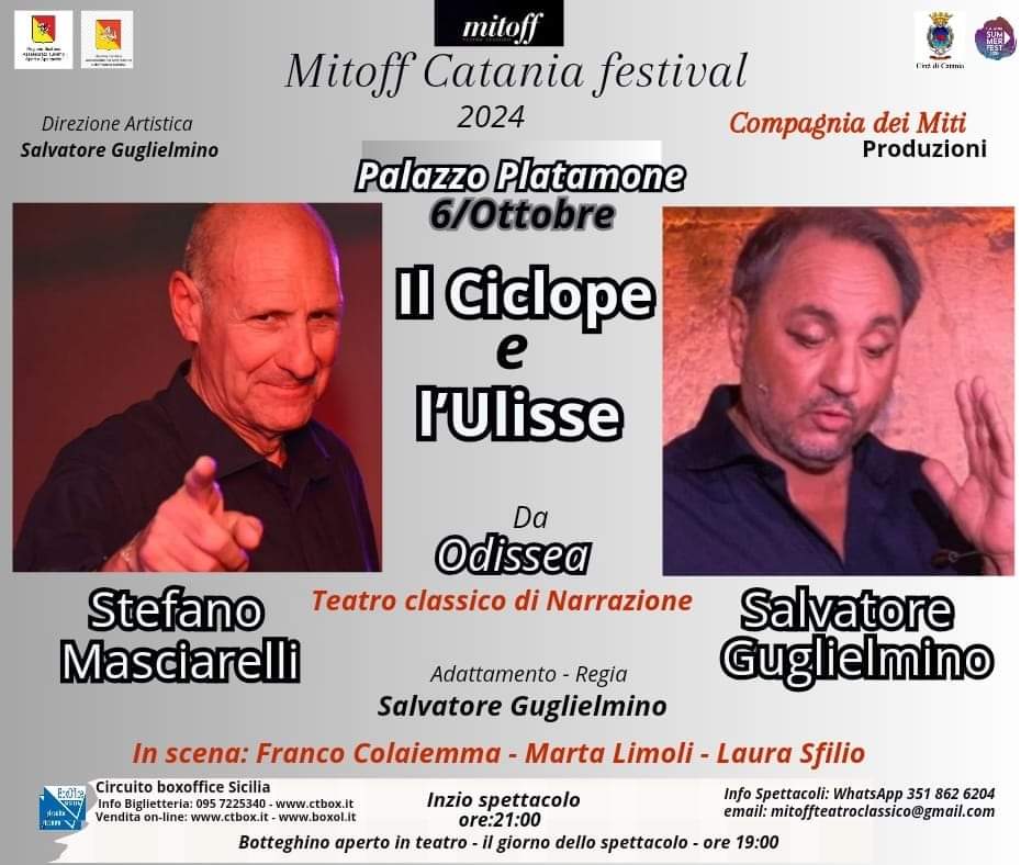 Masciarelli e Guglielmino raccontano “Il Ciclope e l’Ulisse” al Mitoff Catania Festival