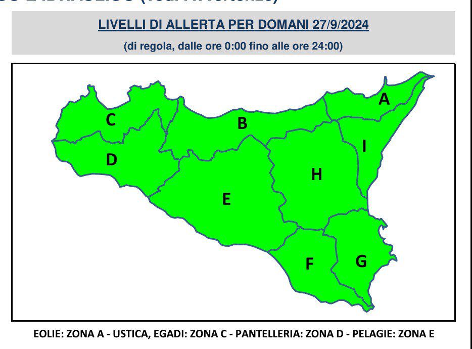 Protezione civile - meteo domani in Sicilia