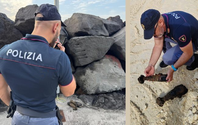 Due bombe da mortaio trovate sul molo di San Giovanni Li Cuti